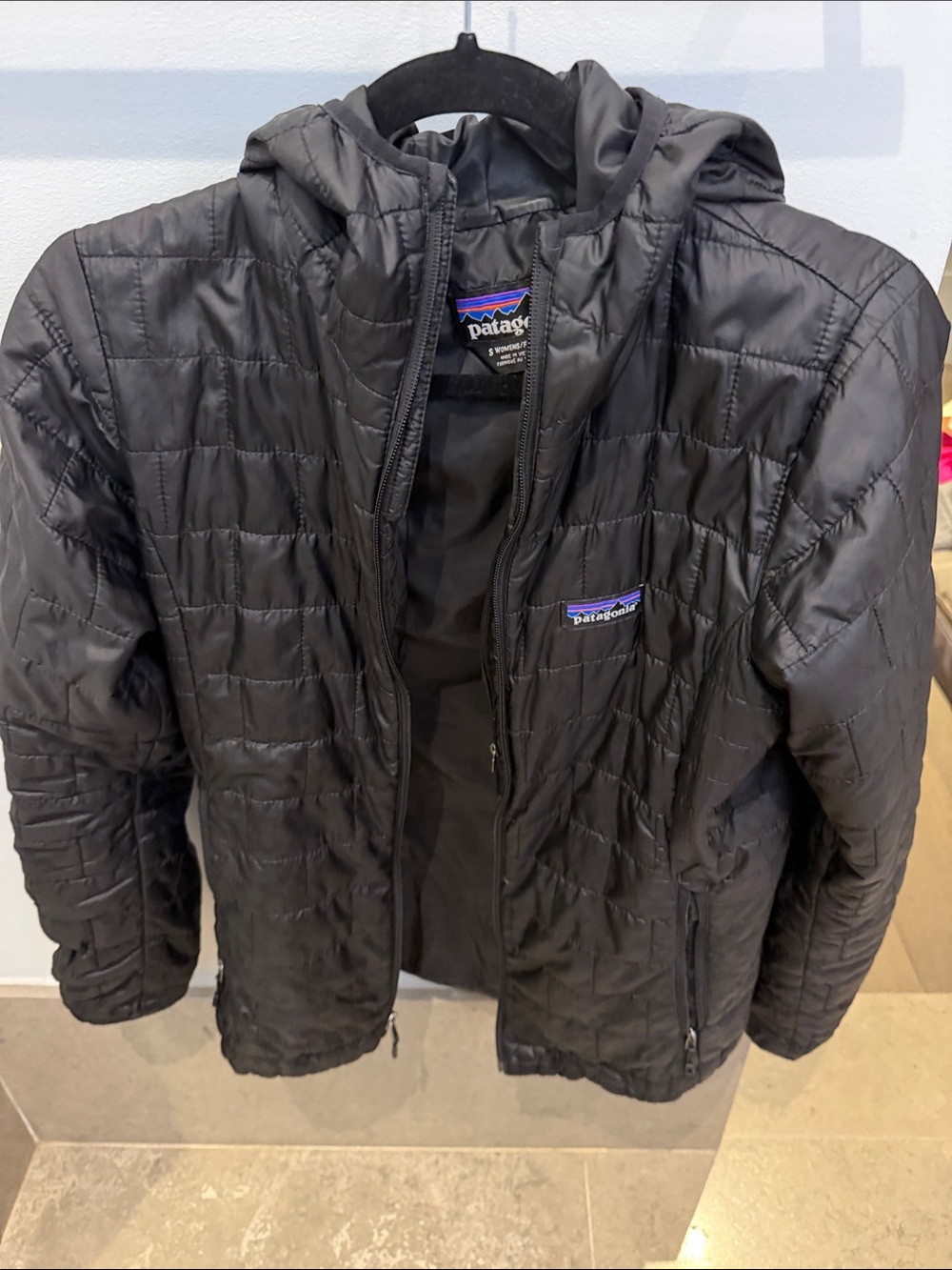 Patagonia Kids Black Quilted Hooded Puffer Jacket